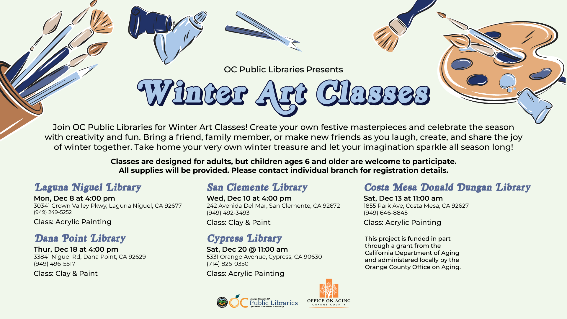 OC Public Library: San Clemente Clay & Paint Class