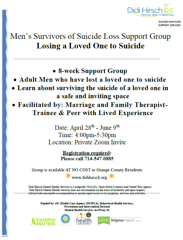 Men’s Survivors of Suicide Loss Support Group: Losing a Loved One to Suicide