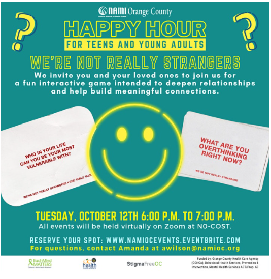 NAMI-OC’s Happy Hour: We’re Not Really Strangers Game Night